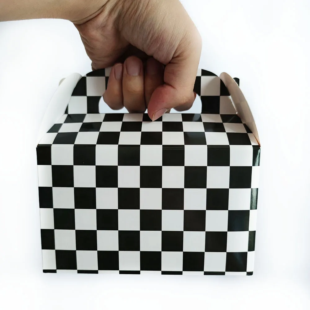 5/10/20/30/50 stücke Schwarz Weiß Checker Geschenk Box Süßigkeiten Snack Papier Box Jungen Racing Thema Geburtstag Party Favor Dekoration Lieferungen – Detail 3