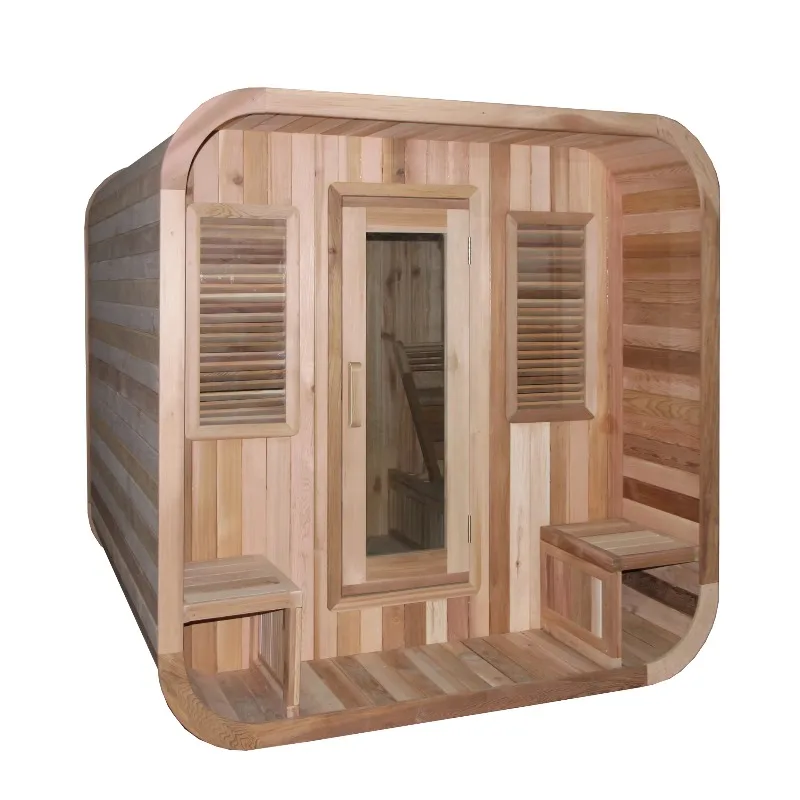 Customized 3-4 Person Indoor Outdoor Infrared Sauna, Canadian Red Cedar Wood Dry Steam Sauna with Computer Control Panel