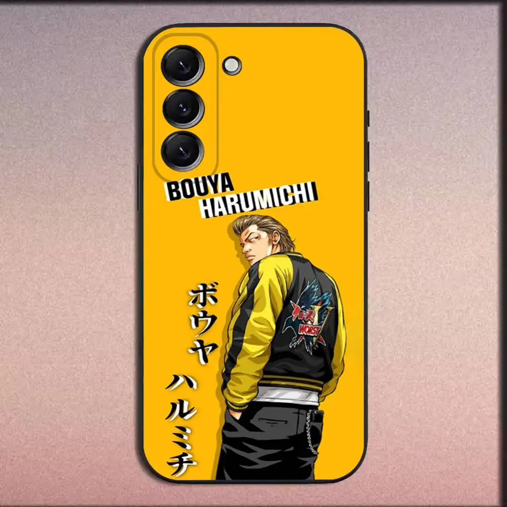 حافظة هاتف W-Worst Crows Zero Comics لهاتف سامسونج جالاكسي A20، A21s، A22، A31، A32، A52، A53، A72، 73، A80 غطاء أسود ناعم