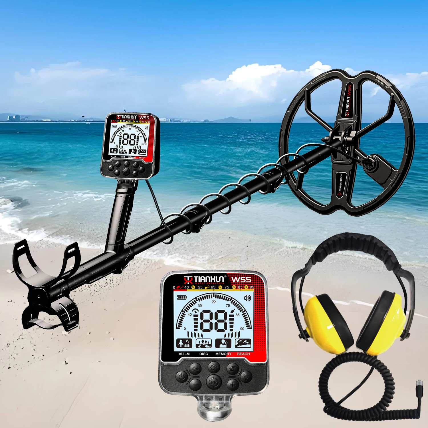 Detector de Metales Subterráneo Profesional, Impermeable IP68, 4 Modos, Pantalla LCD, Batería de Litio Integrada, para Búsqueda de Tesoros