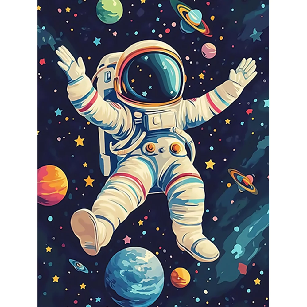 Astronauts floating in space  DIY Acrylic Digital Painting Kit For Beginners Home Wall Decor Frame Not Included