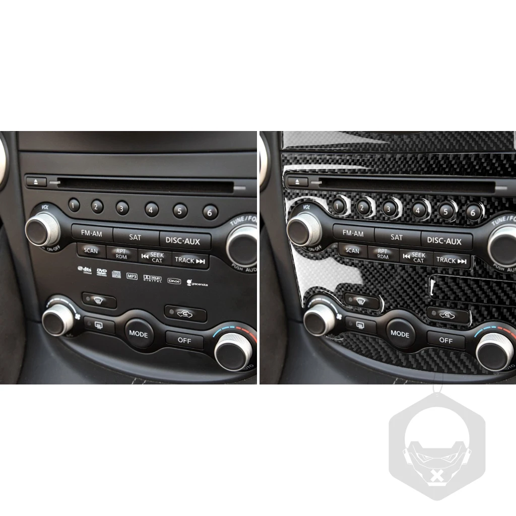 For Nissan 370Z Z34 2009-UP Carbon Fiber Central Air Conditioning Adjusting Panel Car Interior Accessories Decorative Stickers