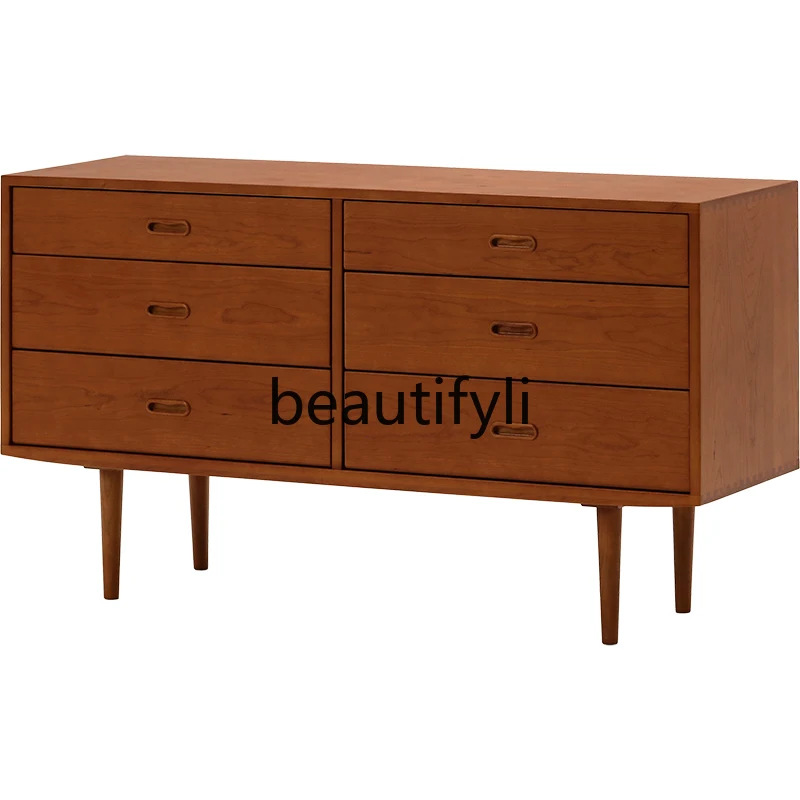 

Nordic medieval retro style Keling series solid wood cherry wood bedroom storage side cabinet six chest cabinet