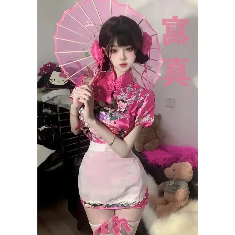 

25COSКитайский кулинарный стиль, сексуальное платье Hanfu для девочек, стильное платье Pure Desire, улучшенное платье Cheongsam для женщин с Apro