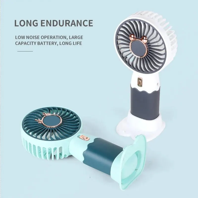 Handheld Mini Portable Fan USB Rechargeable High Wind Cell Phone Stand Desktop Dormitory Small Fan