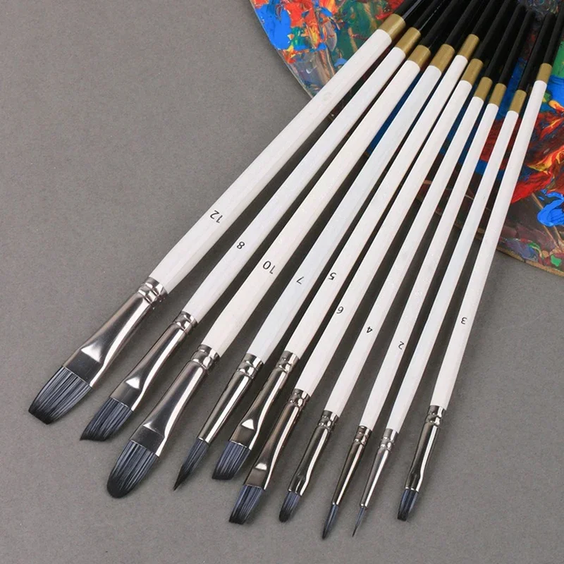Nylon Brush Set 4/5/10 Pcs Watercolor Oil Painting Acrylic Dual Color Brush Children's Painting Pigment Pen Art Supplies