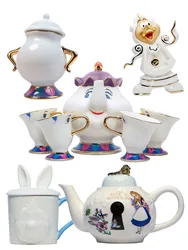 Disney Beauty and The Beast Ceramic Action Figures Chip Mrs. Potts teiera con pannelli a mano Teacup Set Jar Collection ornamenti regali