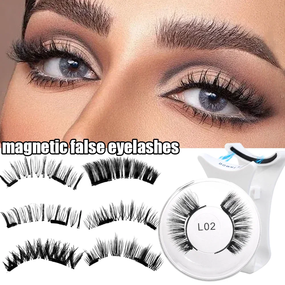 Natural Magnetic False Eyelashes with Eyelash Curler Waterproof Reusable Magnet Clip Lashes Extension Quantum Magnets Lash Tools