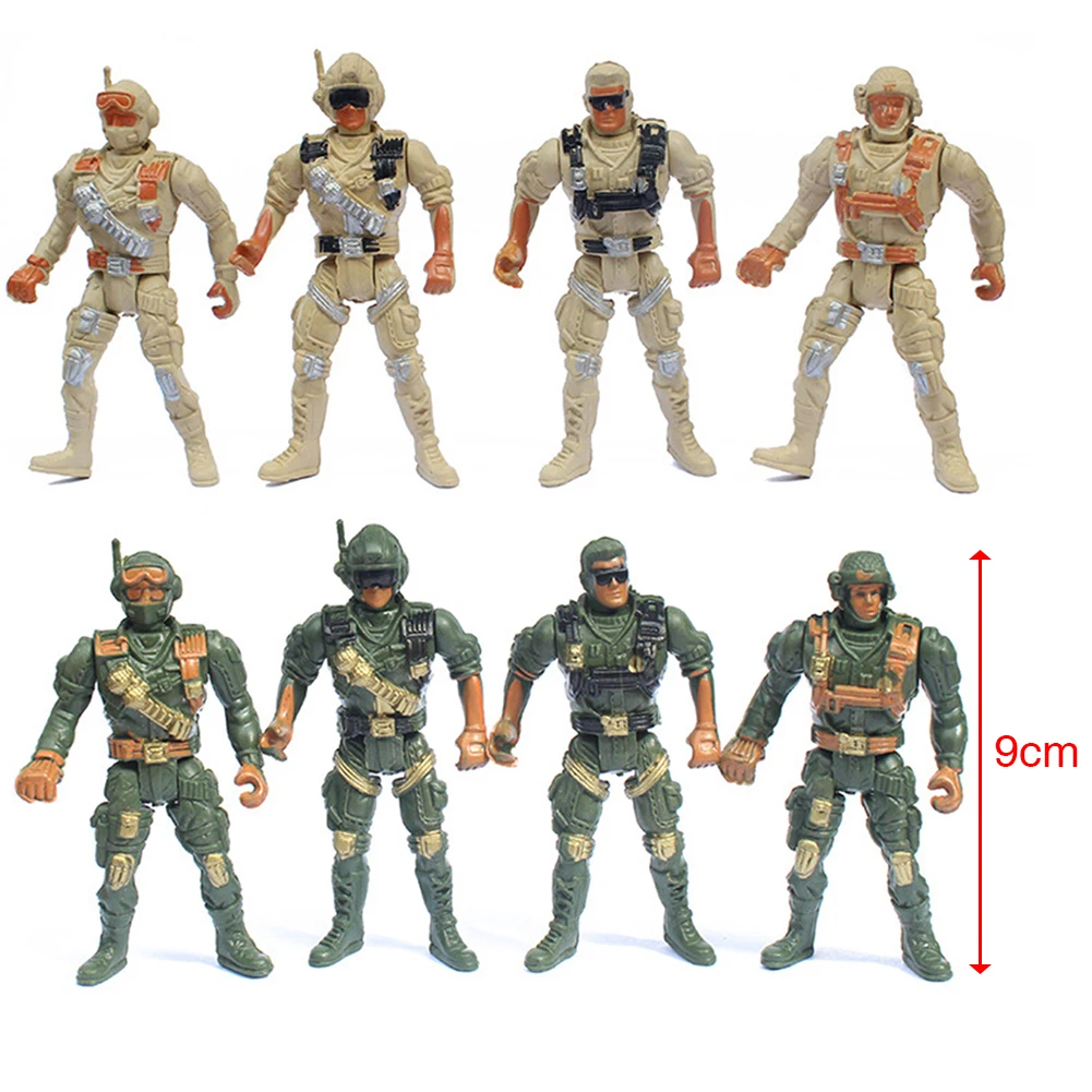 Conjunto de figuras de ação de homens do exército de plástico com articulação móvel de 9 cm - presente perfeito para crianças