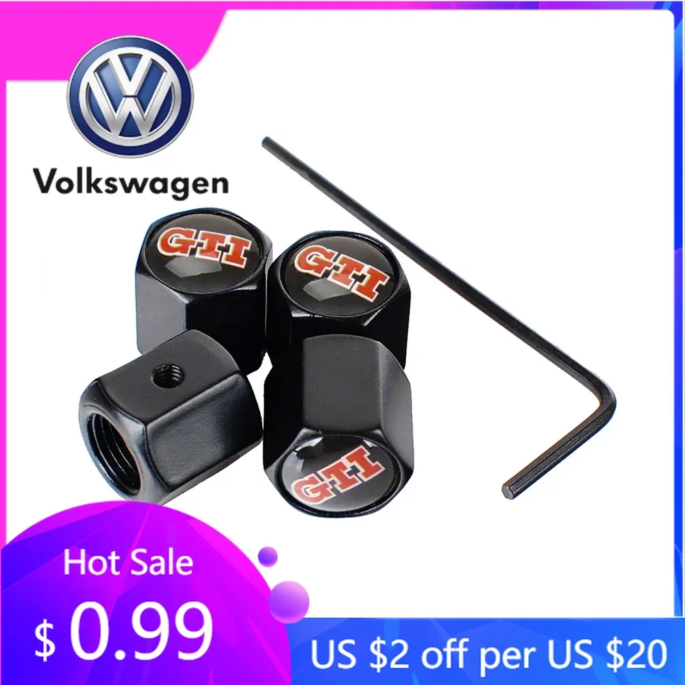 

2026 Hot For Volkswagen VW 4PCS Anti-theft Car Wheel Tire Valve Caps For Volkswagen Rline GTI Passat Santana Touareg Tiguan Bora