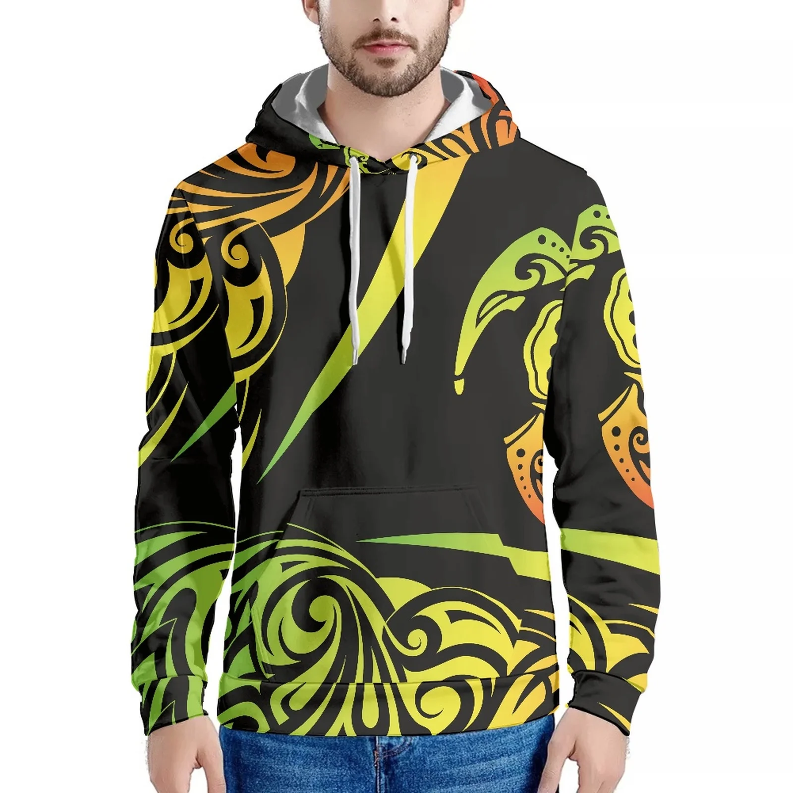 Samoa Tattoo Men's Loose Casual Home Wear Custom Fashion Hooded Long Sleeve Tracksuit Autumn/Winter Polynesian Tribal Print