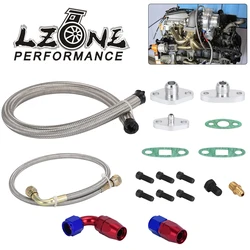 LZONE - Turbocharger Oil Feed Drain Return Line Kit 4AN 10AN For Toyota Supra 1JZ/2JZ 1JZGTE 2JZGTE JR-TOL22