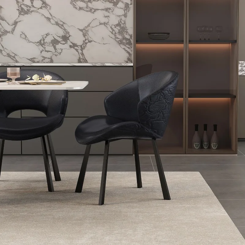 Modern Black Home Dining Chairs Minimalist Living Room Chair Light Luxury Kitchen Dining Stools