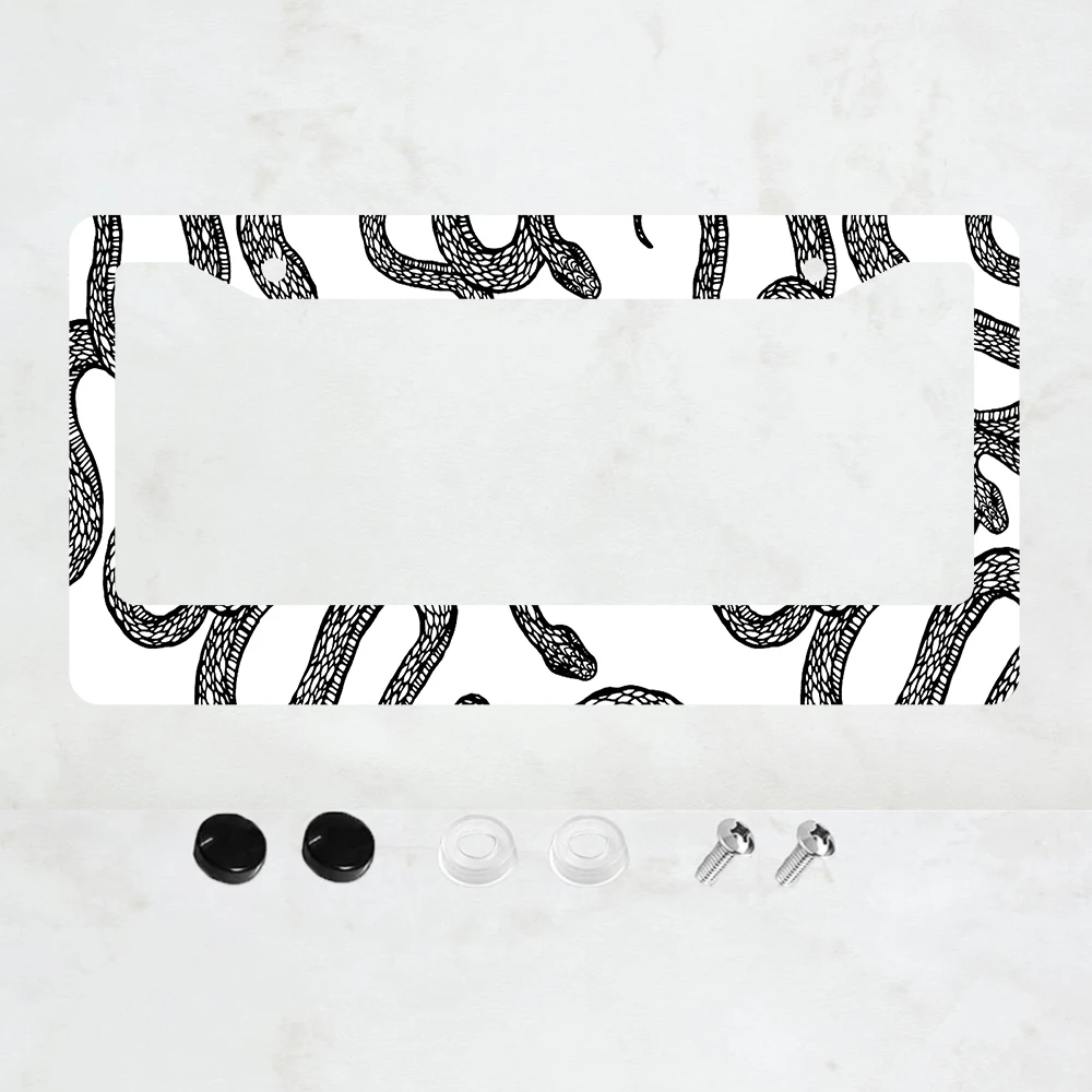 

Gothic license plate frame, black and white snake design, suitable for front and rear license plates. Made of Aluminum