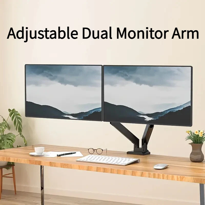 Verstellbarer Doppelmonitorarm für 17-32 Zoll Bildschirme, 360° Drehbar ° Drehbare Schwenk- und Neigbare Schreibtischhalterung für Heimbüro