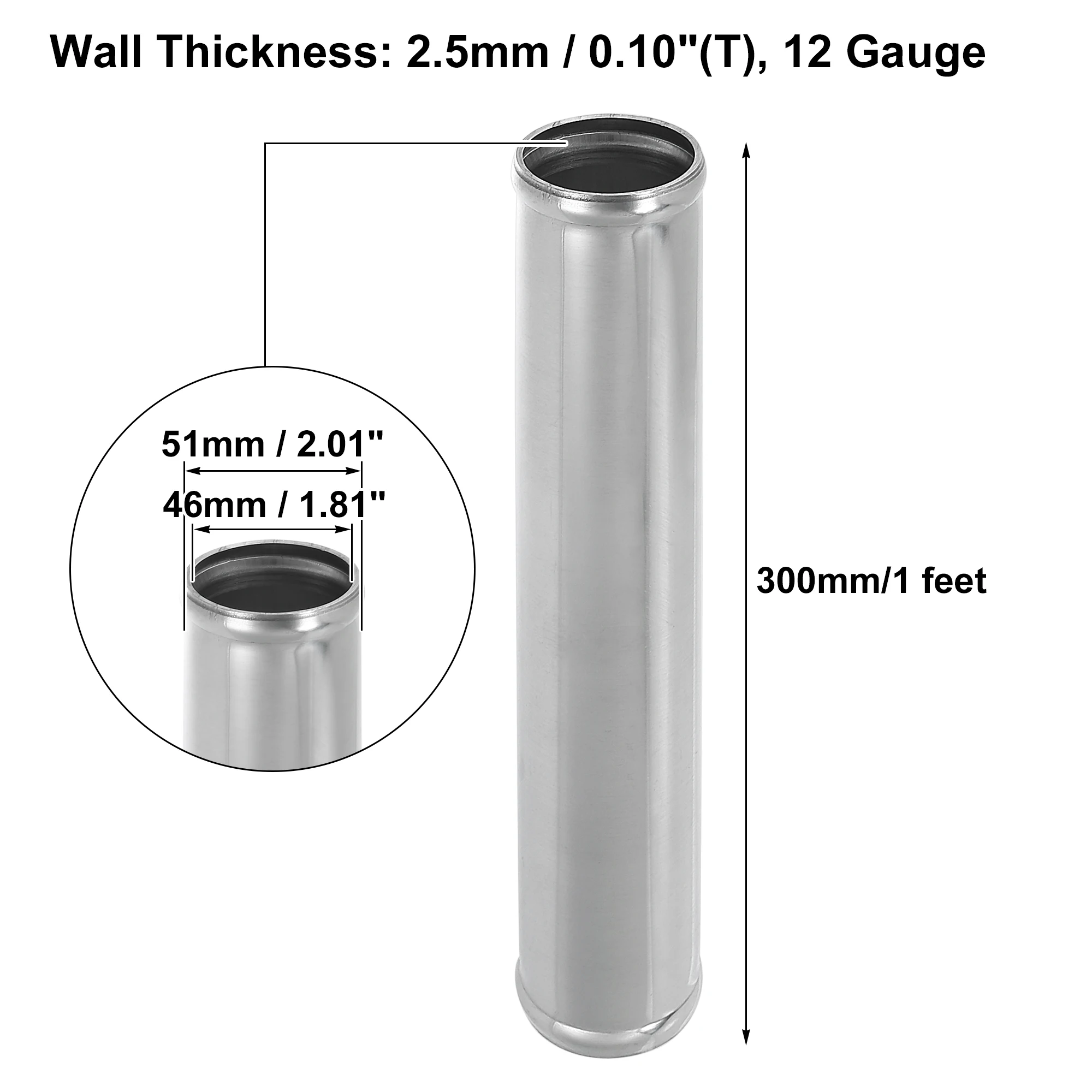 Uxcell od 38mm 51mm 57mm 63mm 89mm Länge 300mm Aluminium legierung srohr Ladeluft kühler rohr gerades Luft ansaugrohr für Auto