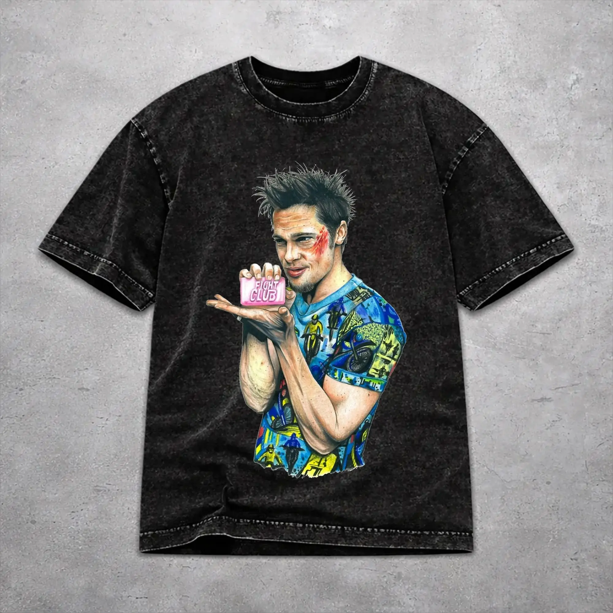 Men Women Fight Club Movie Shirt Printed Washed Vintage  Harajuku Outfit Tees
