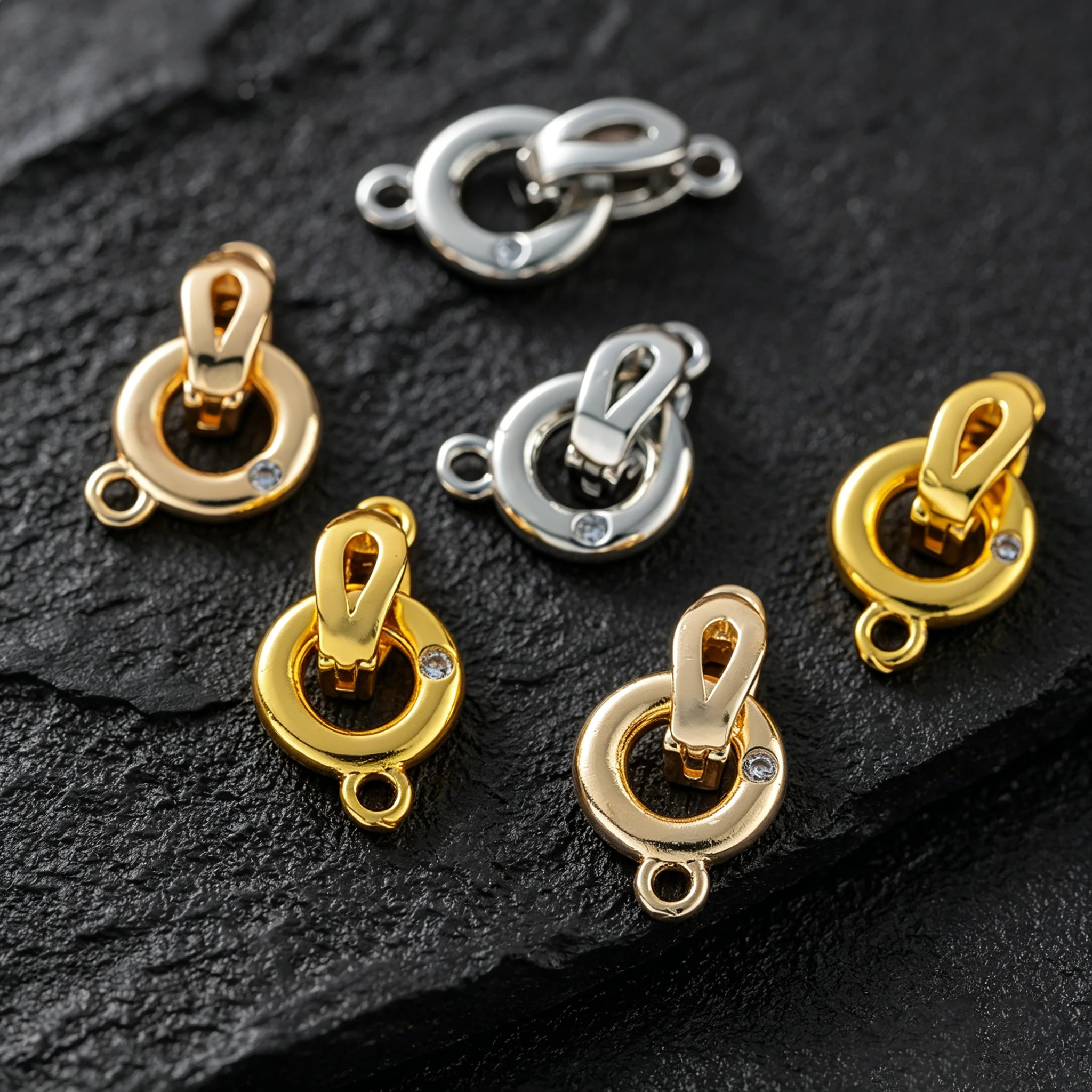 2 Stück 18K vergoldete dekorative Verschlüsse, Verbindungsverschlüsse, Perlenverschlüsse, Zubehör für DIY-Armbänder, Halsketten, Schmuckherstellung – Detail 4