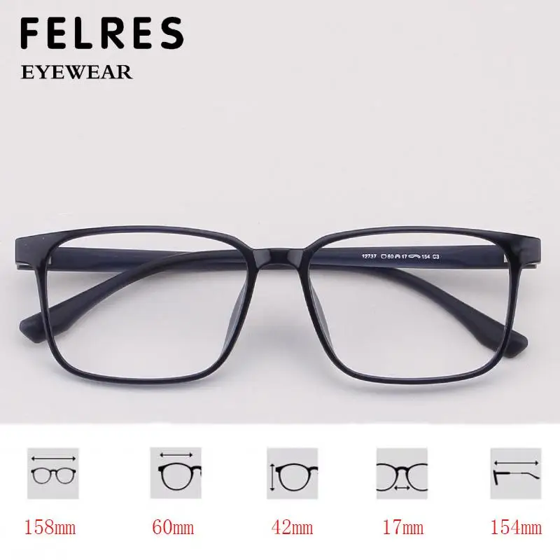 

158mm Oversized Men TR90 Reading Glasses Anti Blue Light Clear Lens Eyeglasses Frame Women Fat Face Spectacles Prescription