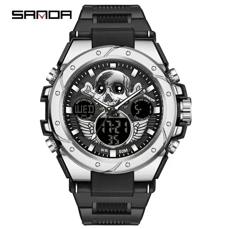 

Skull Quartz Watch for Men SANDA Fashion Luminous Men's Skeleton Creative Watches New Product Digital Sports Weaterproof Clock