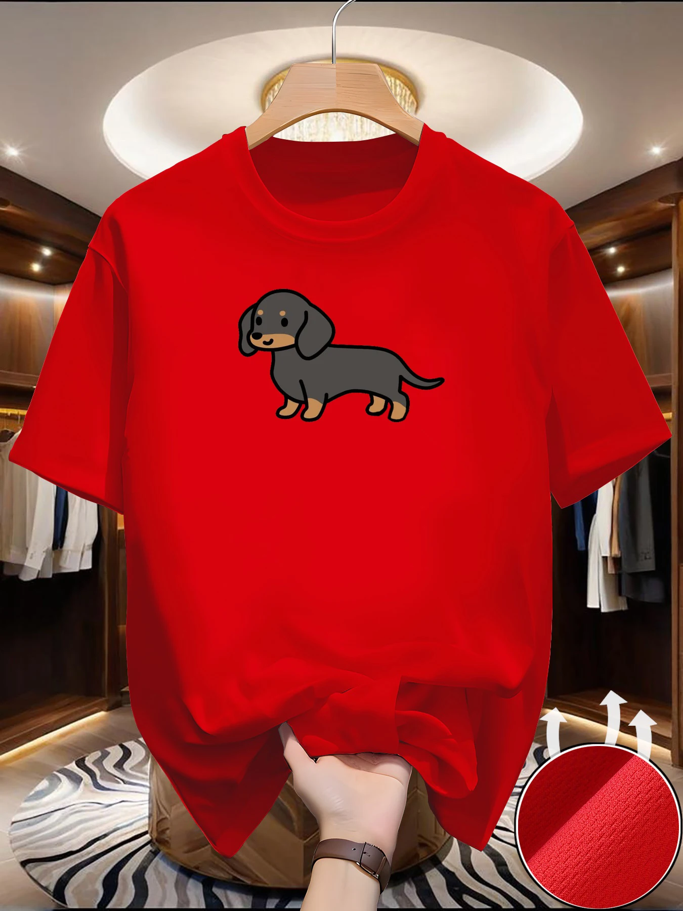 New Men's Dachshund print T-sh - Summer Clothing Europe recension och pris