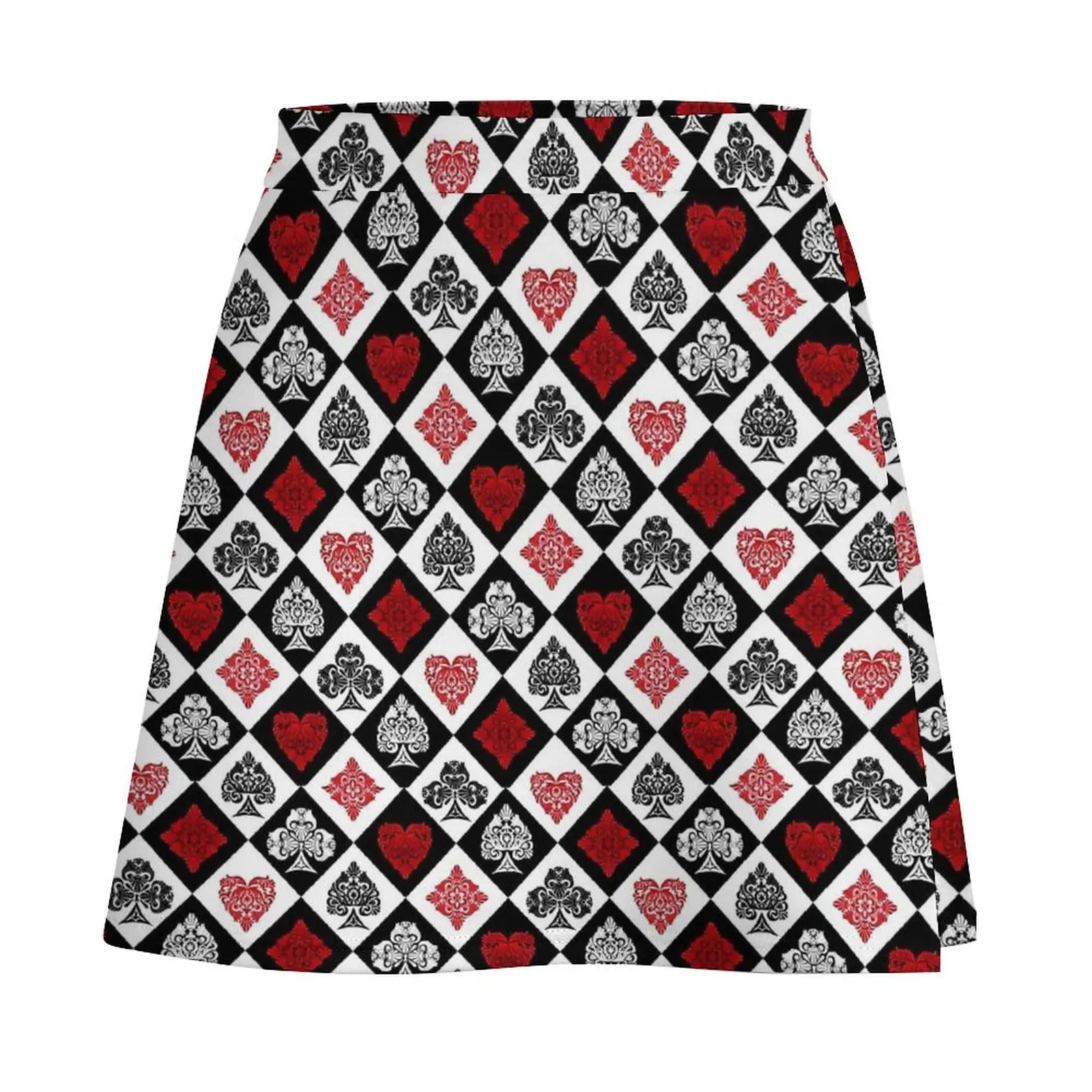 Vintage Playing Card Symbols Skirt  Korean Fashion Casual Skirts Ladies Elegant Mini Skirt Design Clothing Birthday Gift