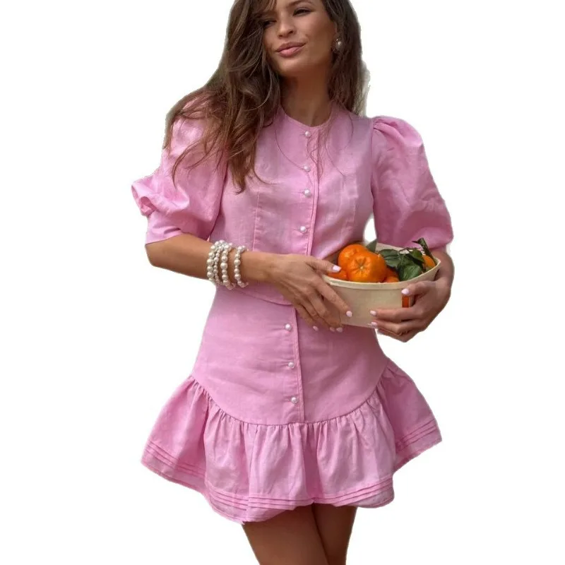 Summer New Women's Clothing Solid Color Short-sleeved Cotton Top Suit Women's Fashion Casual Skirt Short Skirt Trendy Exquisite
