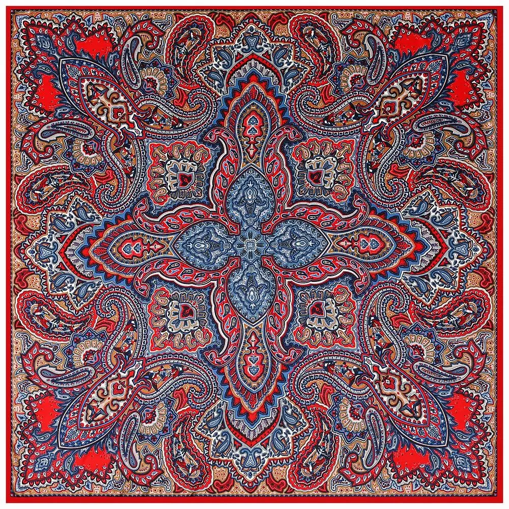 130cm Twill 100% Silk Scarf Brand Square Scarf Women Fashion Design Paisley Shawl Bandana Kerchief Scarves For Ladies