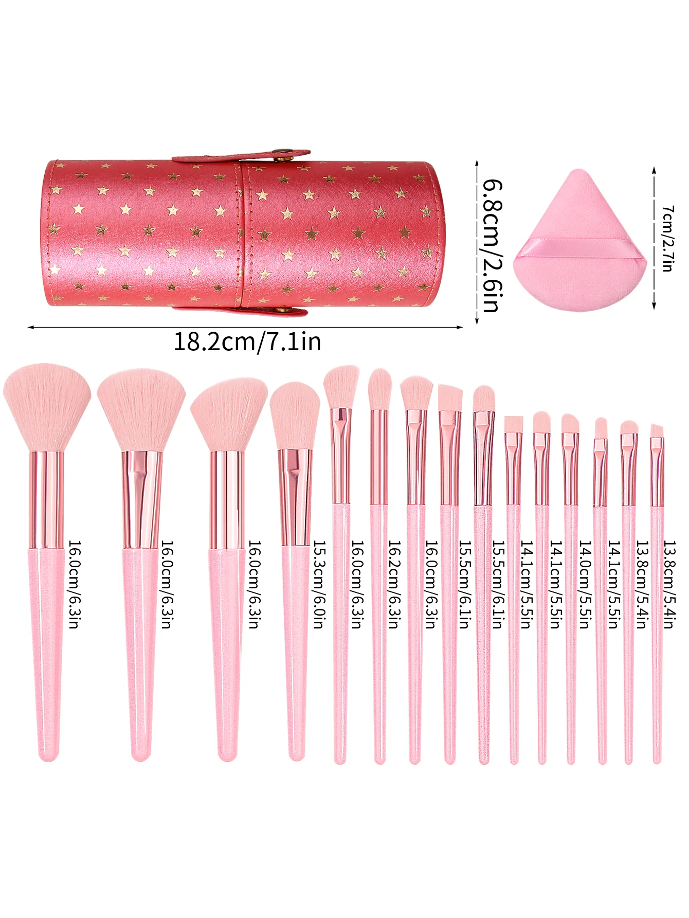 professional makeup brush set, super soft brush, desktop dust cover, storage bucket, triangular sponge, triangular powder puff