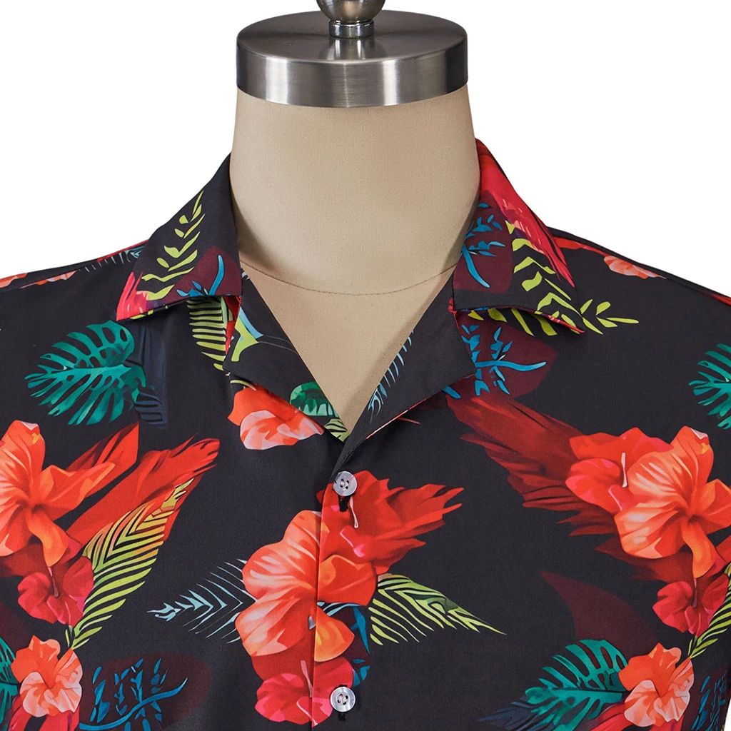 映画ルフィ実写コスプレ衣装男の花ハワイシャツ夏ビーチ半袖トップシャツ