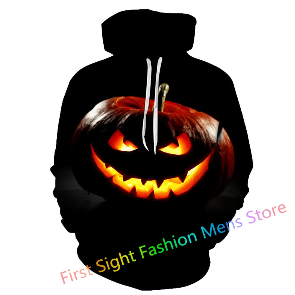 Fall Halloween Hooded Sweater Men's Pullover Hoodie Pumpkin and Lantern 3d Printed Casual Jacket Hip Hop Street Mens Clothing