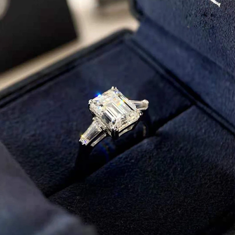 WUIHA Classsic 100% 925 Sterling Silver Emerald Cut 3CT Lab Sapphire Gems Wedding Engagement Ring Fine Jewelry Anniversary Gifts image 3