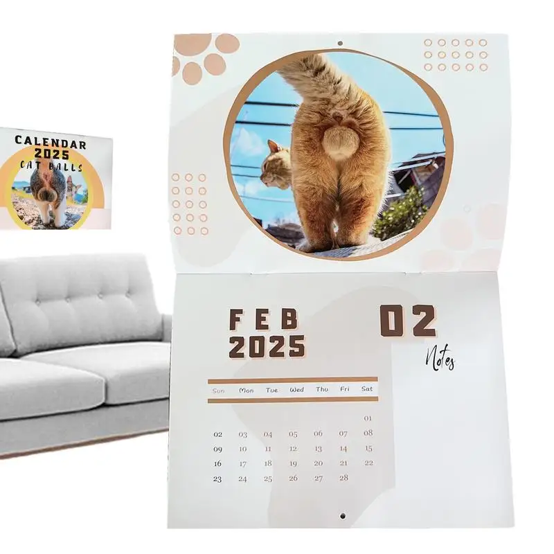 

Cat Monthly Calendar Funny Cats Buttholes Calendar Thick Paper Gag Hangable Monthly Wall Calendar For Cat Lover Family Friends