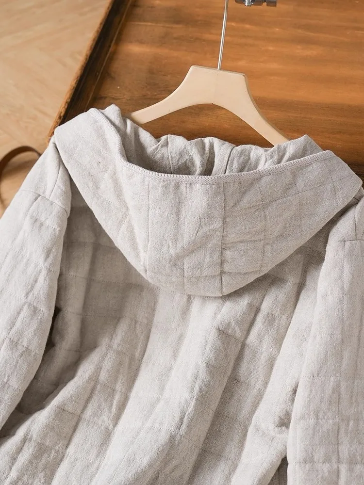 Künstlerischer SLE-Damen-Baumwoll-Jaset-Mantel, Wärme, Retro-Hornknopf, Baumwoll-Leinen-Material, Mantel für den täglichen Gebrauch, Winter, Neuankömmling