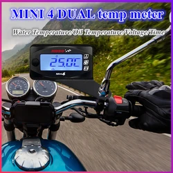 koso Mini 4 DUAL temp meter gauge motorcycle painel digital moto para 150 titan water temperature oil temperature voltage time