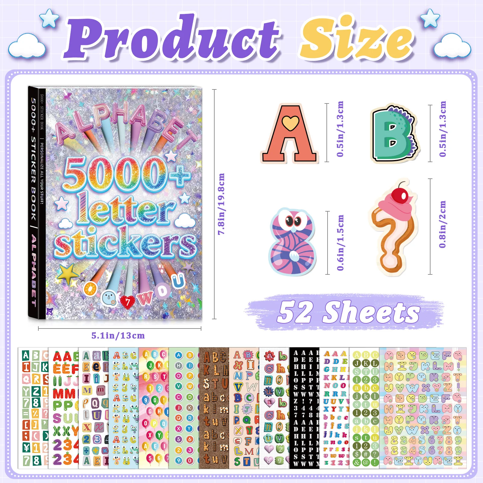 5000 PCS+ Alphabet Stickers Book, Self-Adhesive Colorful Stickers, Letters & Numbers for DIY Crafts Scrapbooking Notebook Laptop view 2