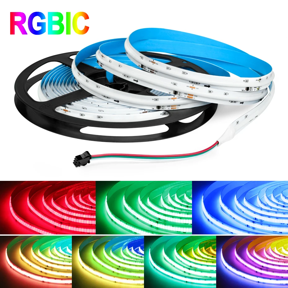 

AU EU US UK Plug 24V LED COB Strip Light RGBIC 720LEDs/m 1-5M Remote,Bluetooth,Tuya WiFi For Home Room Decor Fairy Lighting