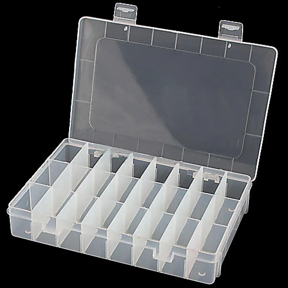 

Clear Jewelry Display Earring Ring Jewelry Storage Box Container Case Adjustable 24-Compartment Jewelry Packaging