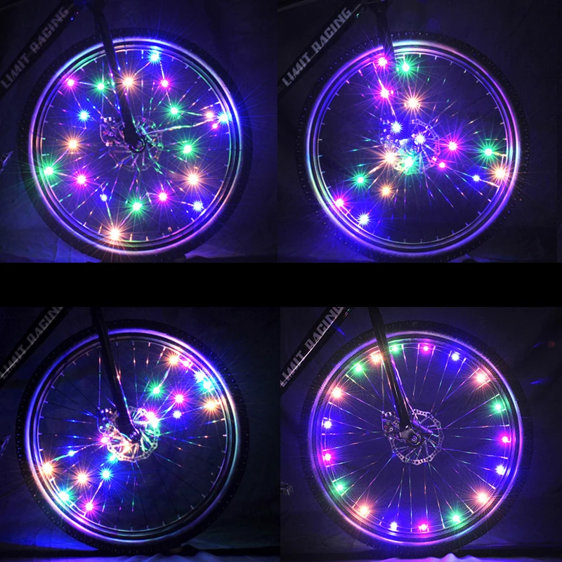 ZK30 Colorful Rainproof LED Bicycle Wheel Lights Front and Rear Spoke Lights Cycling Decoration Tire Strip Light Accessories