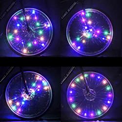 Zk30-自転車のホイールの形をしたLEDライト,防雨,フロントとリアのスポークを備えたライト,サイクリングタイヤの装飾,ライトアクセサリー