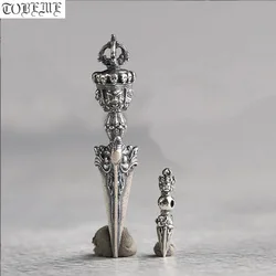 Vintage Style 100% 925 Silver Tibetan Buddhist Phurpa Pendant Good luck Buddha Amulet
