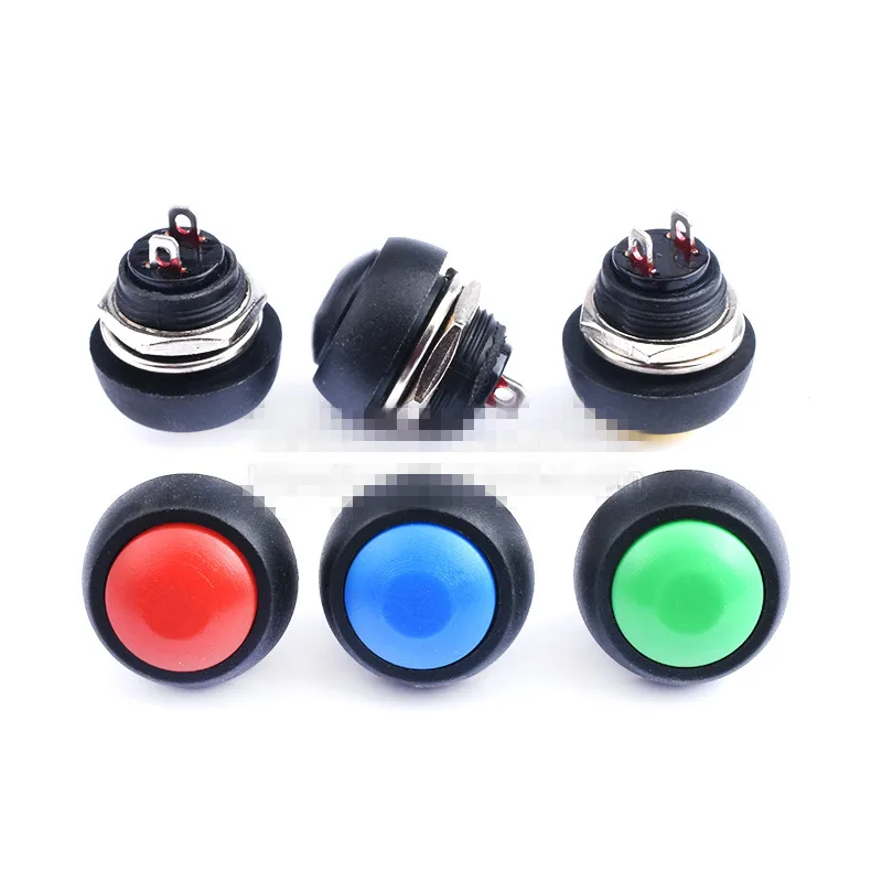 10Pcs Black Mini Round Switch 12mm Waterproof Momentary Push button Switch Sales