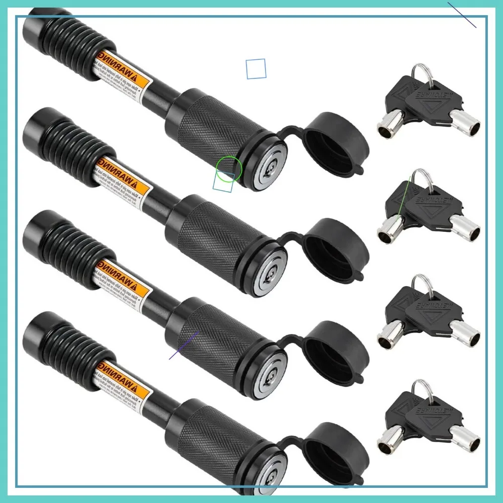 

Heavy Duty Trailer Hitch Lock with Anti-Rattle O-Rings, Fits Class III IV 2" 2-1/2" Receiver, 5/8" Pin (4 Pack)