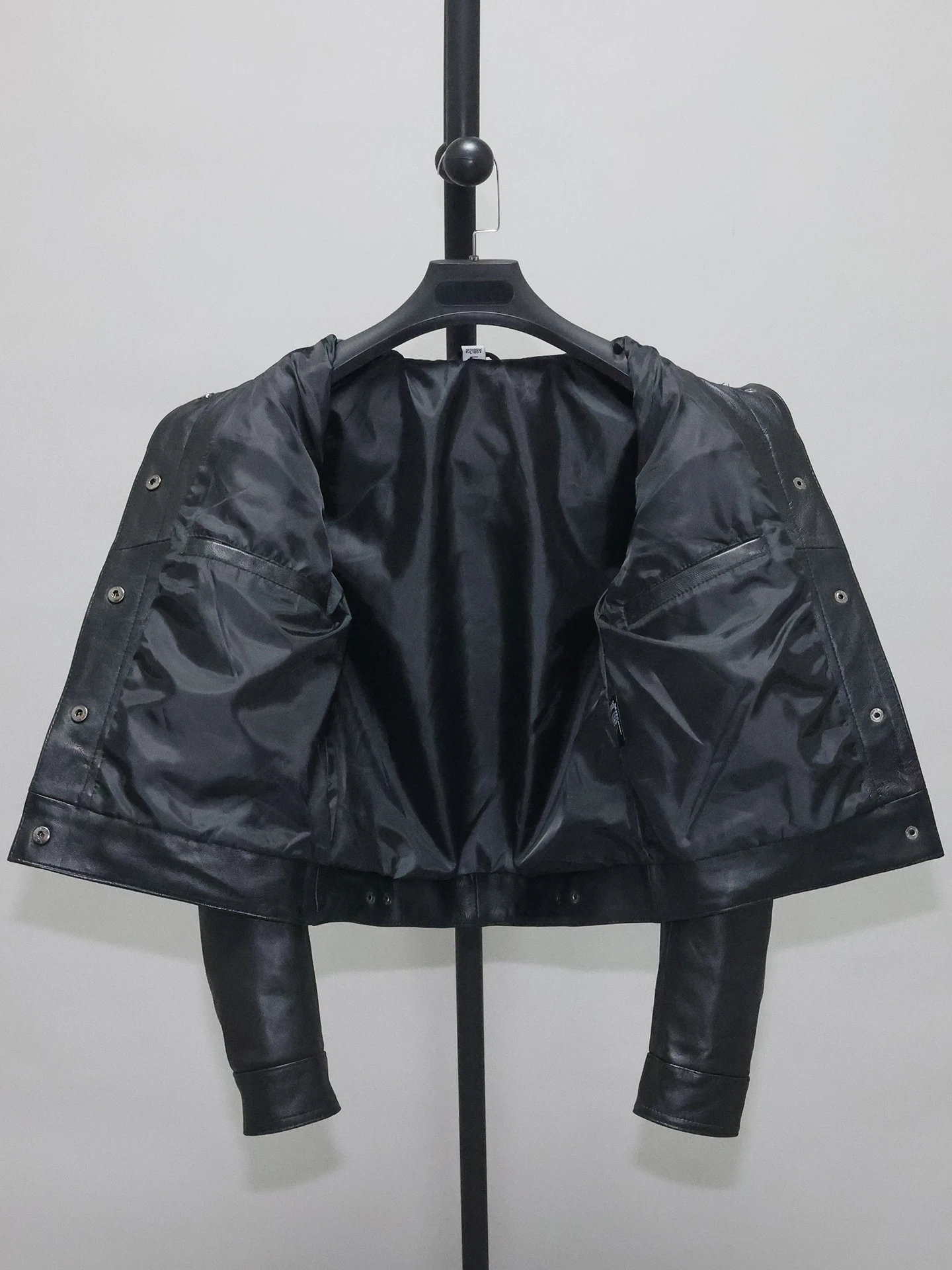 Chaqueta de piel de oveja auténtica de talla grande para mujer, chaqueta de motociclista con solapa corta, informal, con múltiples bolsillos y solapa, prendas de vestir 3xl