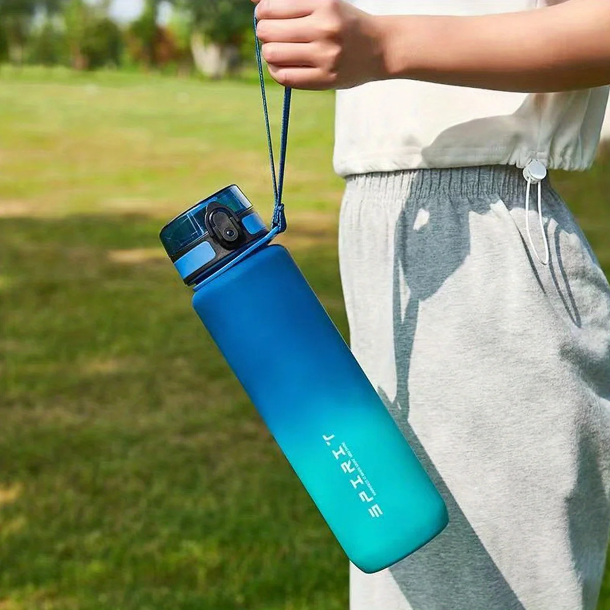 1L Portable Sports Water Bottle Gradient Color Plastic Drinking Bottle For Men And Women Perfect For Outdoor Travel Office Jugs image 2