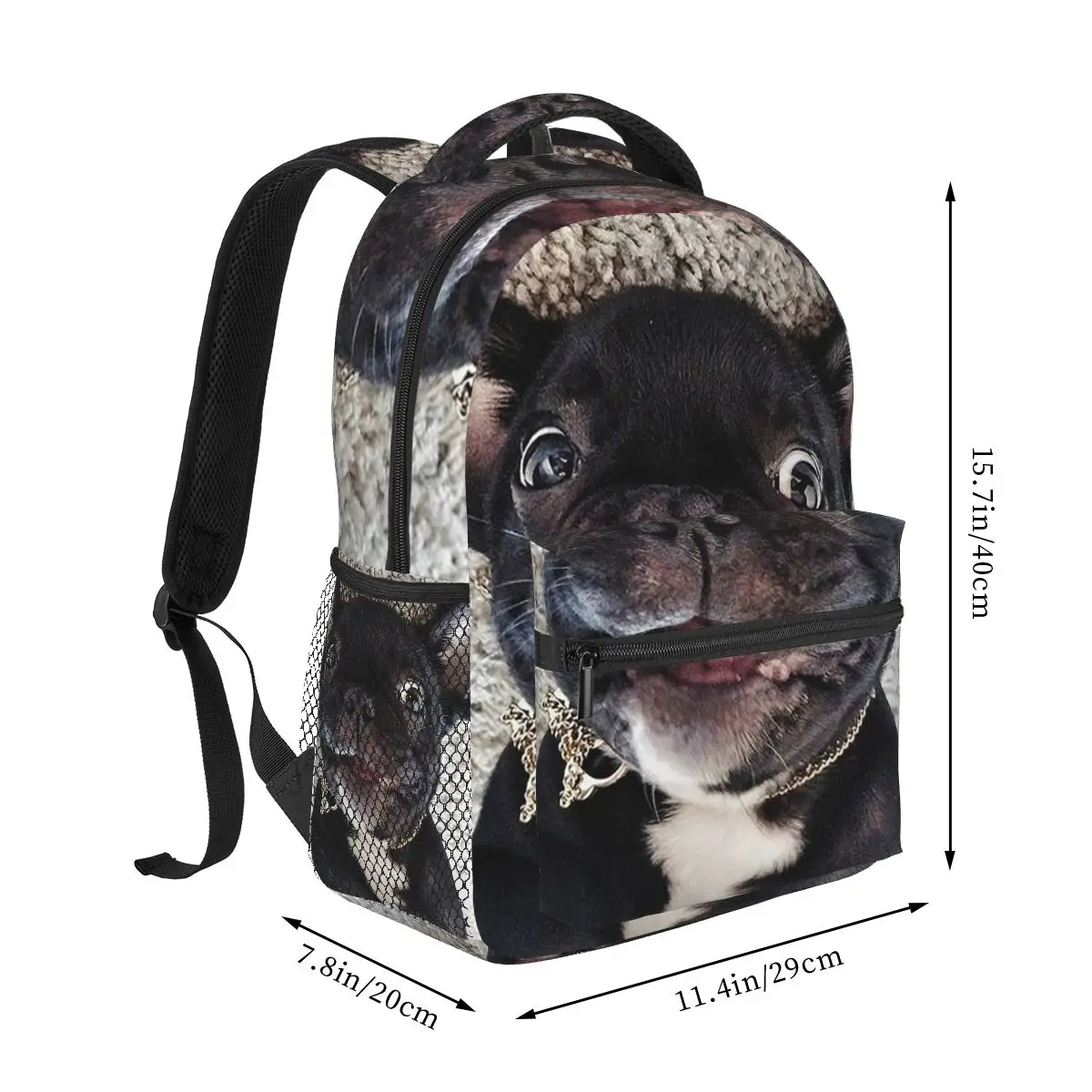 French Bulldog Puppy Facial Backpack Hot Sale Daypack Large Capacity Children BookBag School Bag Shoulder Bags for Men Women