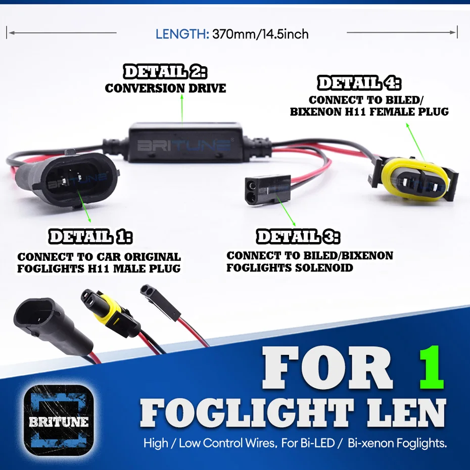 High Low Beam Control Wiring for Bi-xenon Bi-led Fog Light Lens H11 Connector Relay Harness Easy Connection Cable Car Accessory