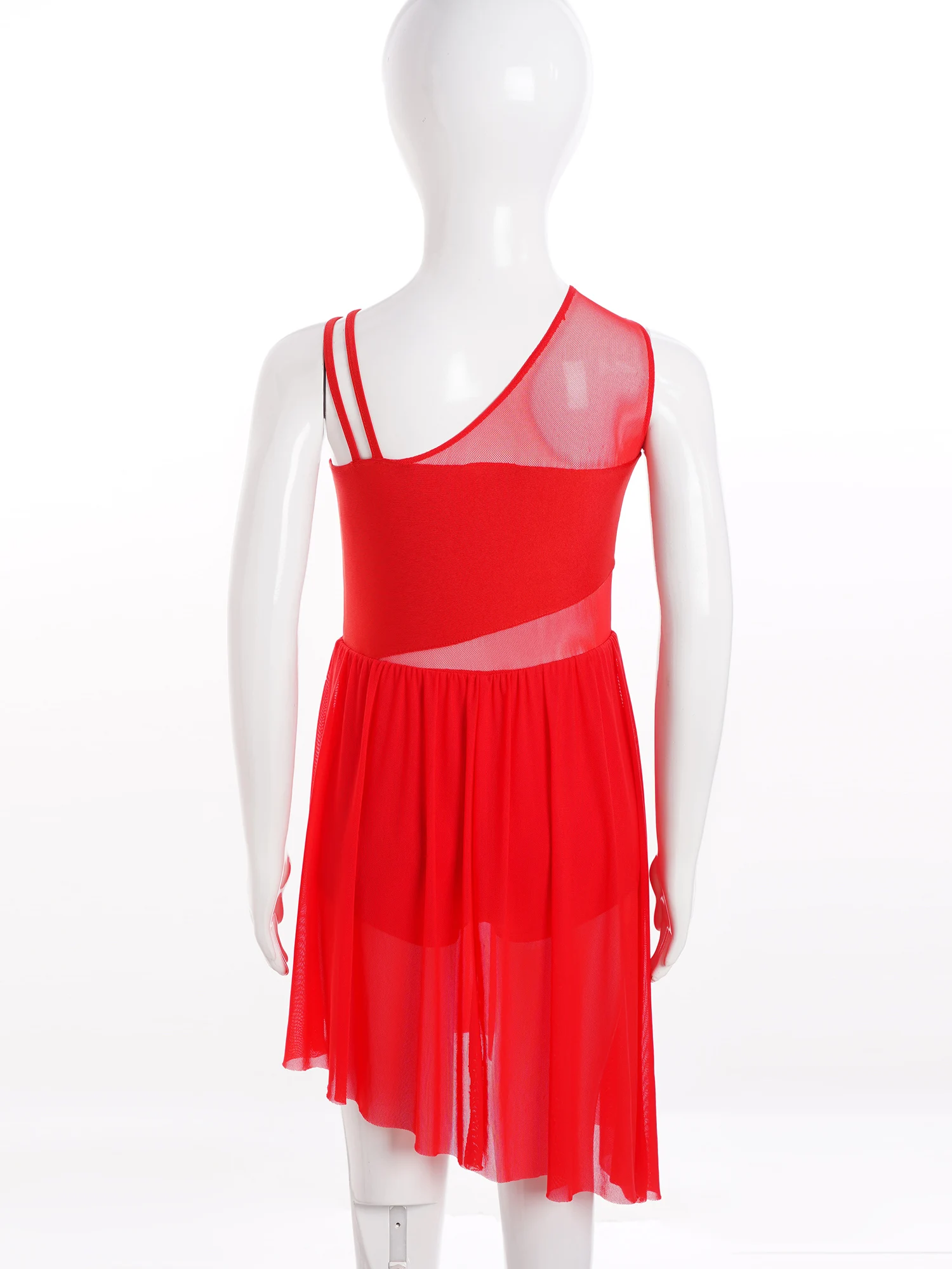 6-16Y الفتيات الحديثة فستان رقص غنائي بلا أكمام لامعة حجر الراين يوتار Dancewear للتزلج الجمباز الأداء البهلوانية #4