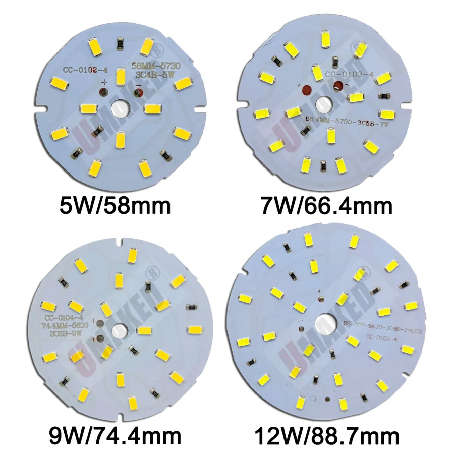 

10pcs 12V 5W 7W 9W 12W LED SMD5730 chip,led PCB with smd for bulb light, lighting source, aluminum plate base with led chip