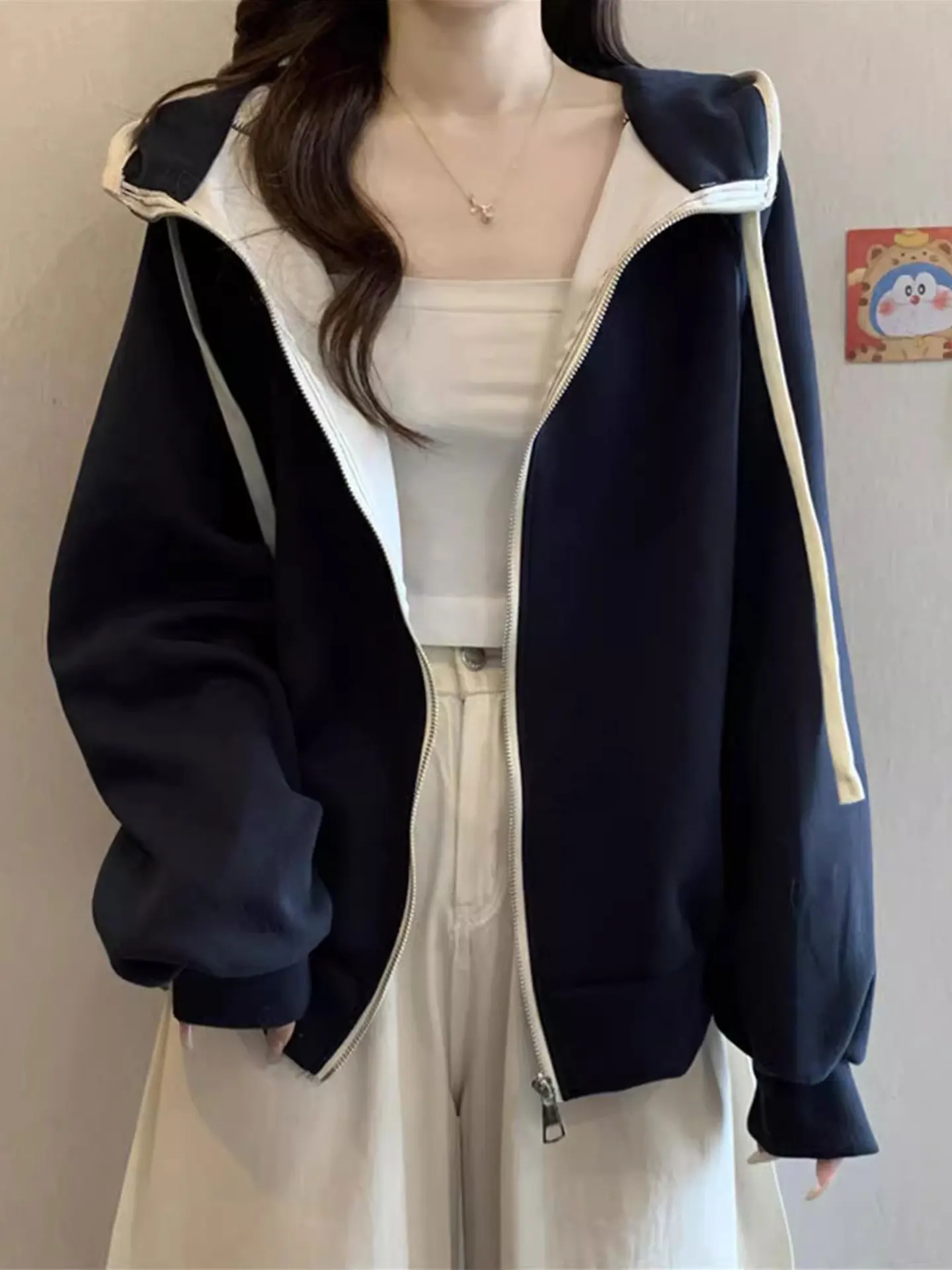 

Женский кардиган-худи оверсайз свободного кроя для осени и зимы, повседневная комфортная верхняя одежда